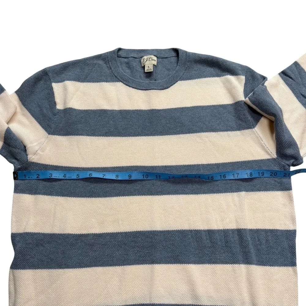 J.Crew Mens Cotton Pique-Stitch Striped Cotton Crewneck Sweater BN497 Size L‎
